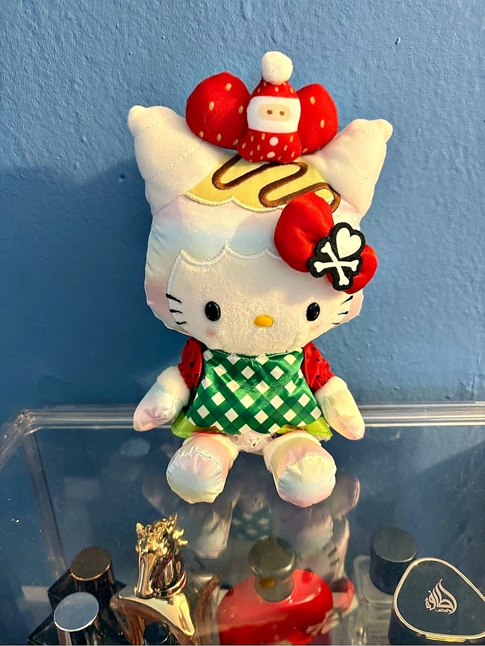 Tokidoki Sanrio Hello Kitty Red Green Christmas Bean Cake Plush